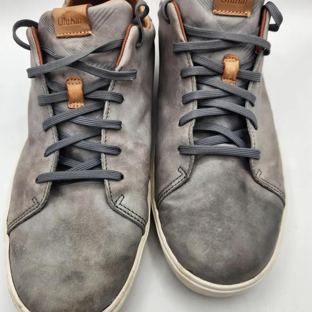 Olukai Lae‘ahi Li‘ili Leather Sneakers Gray‎ Men’s 13 Casual Comfort Shoes M13